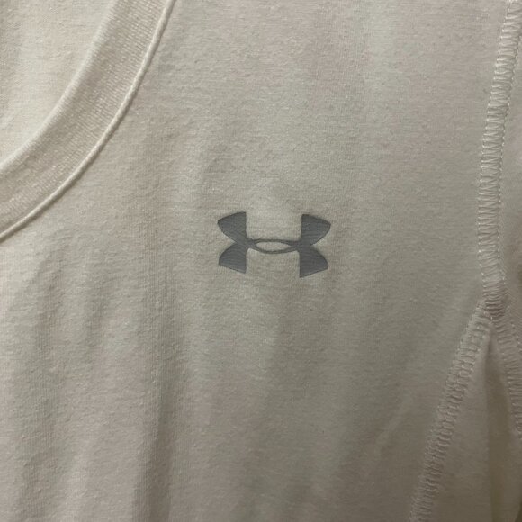 Under Armour Heatgear Short Sleeve T-shirt Cream White Women's Size Medium - Picture 5 of 8